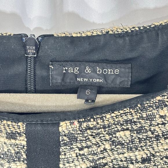 Rag & Bone Size 6 Black White Heathered Knit Tweed Camden Melange Shift Dress - Picture 6 of 7